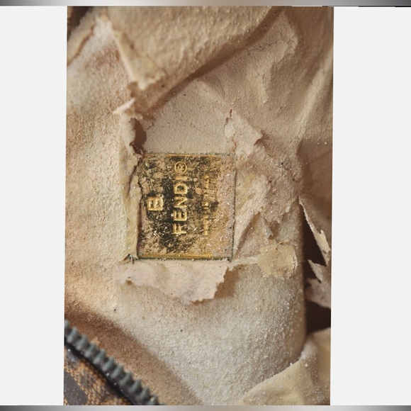 RARE🦄 Authentic FENDI Vintage Zucchino Pouch Purse PVC Leather Brown FF - Picture 10 of 13